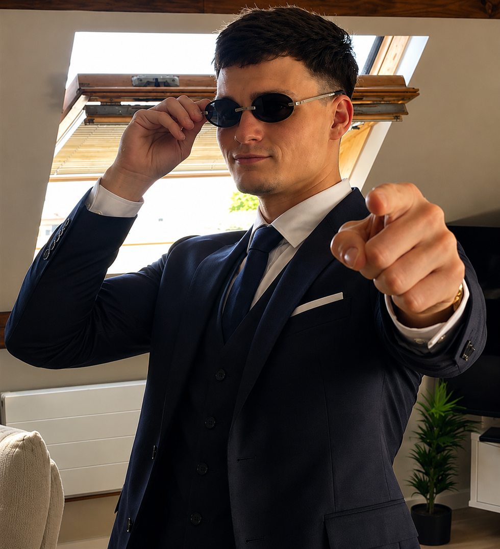Niall Carver in a navy suit